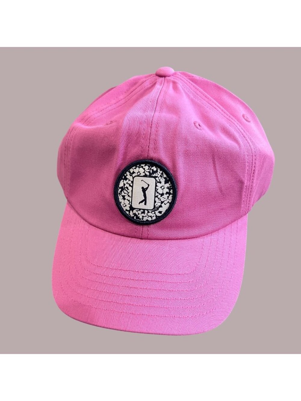 PGA Tour Pink Classic Cap With Floral Patch & Moisture-Wicking Headband - Adjust